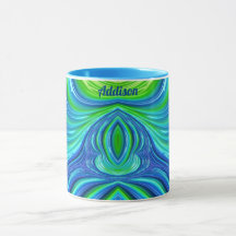 ADDISON ~ Zany 3D Fractal ~ Blue Green  Mug