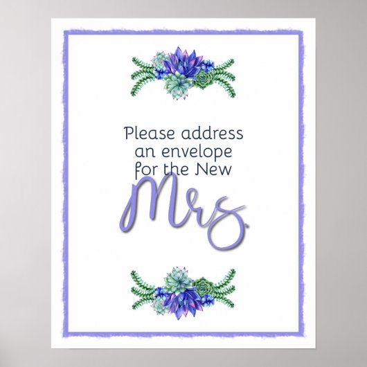 Address an Envelope Succulent Bridal Shower ポスター (正面)