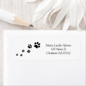 Address Labels Cat Dog Paws Black ラベル (インサイチュ)