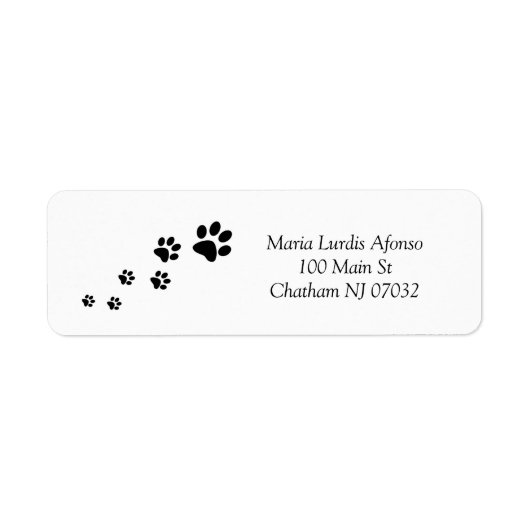 Address Labels Cat Dog Paws Black ラベル (正面)