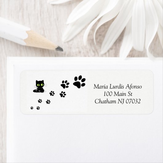 Address Labels Cats Black Paws ラベル (インサイチュ)