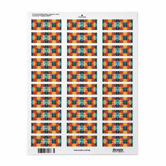 Address labels colorful geometric seamless pattern ラベル (フルシート)