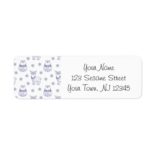 Address Labels with Polar Bears & Reindeers ラベル (正面)