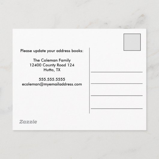 Address Road Movingのカスタム変更を移動中 案内ポストカード (裏面)