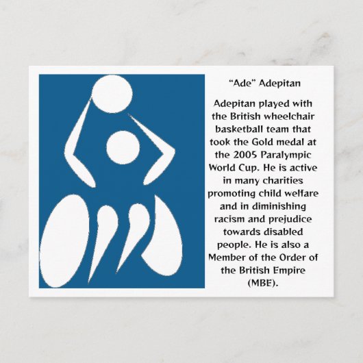 "Ade"車いすバスケットボールの選手、アデピタン ポストカード (正面)