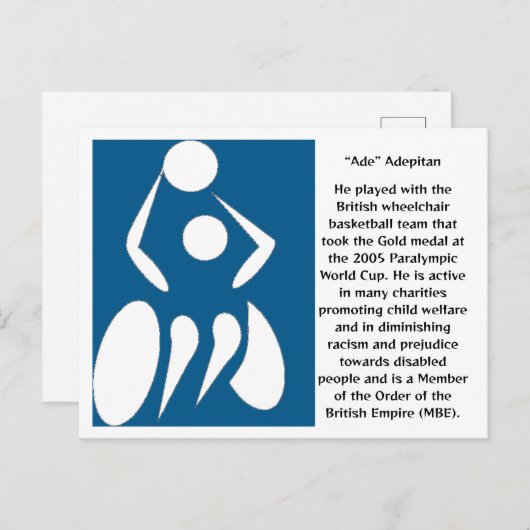 "Ade"車いすバスケットボールの選手、アデピタン ポストカード (正面/裏面)
