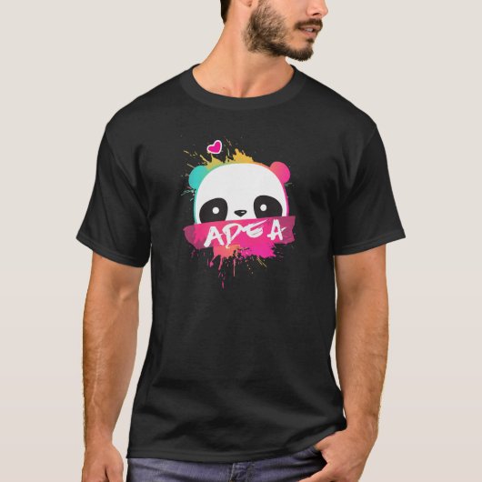 ADEA – かわいいパンダと美しい少女の名前 Tシャツ (正面)