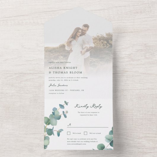 Adelaide結婚式招待状とポストカードRSVP オールインワン招待状 (内側)