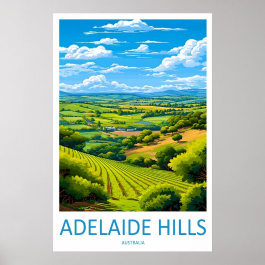Adelaide Hills Park Travel Vintage Poster Ski ポスター (正面)
