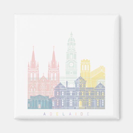 ADELAIDE SKYLINE POSTER PASTEL マグネット (正面)