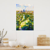 Adelaide Watercolor Poster Wall Art Adelaide Wall ポスター (キッチン)