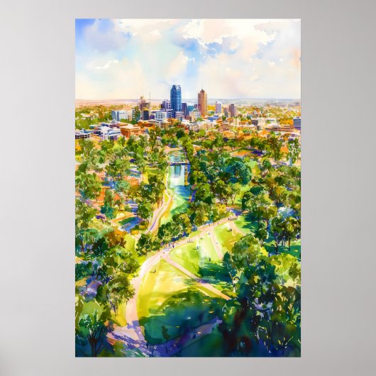 Adelaide Watercolor Poster Wall Art Adelaide Wall ポスター (正面)