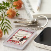 Adelbodenポスターを見落としている女性のスキーヤー キーホルダー (正面右)