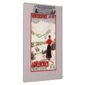 Adelbodenポスターを見落としている女性のスキーヤー クリップボード (右)