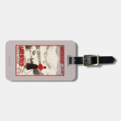 Adelbodenポスターを見落としている女性のスキーヤー ラゲッジタグ (正面横)