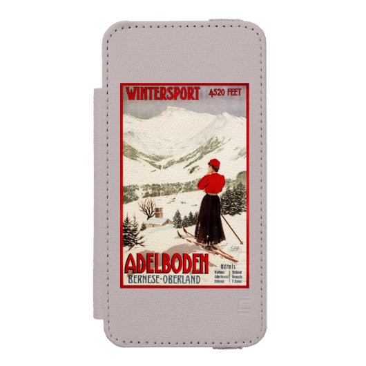 Adelbodenポスターを見落としている女性のスキーヤー Incipio iPhoneウォレットケース (フォリオ 正面)