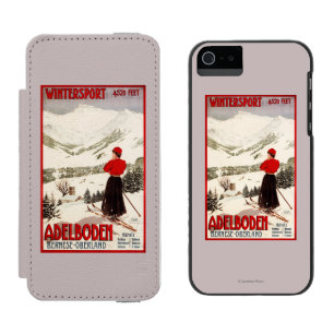 Adelbodenポスターを見落としている女性のスキーヤー iPhone SE/5/5sウォレットケース