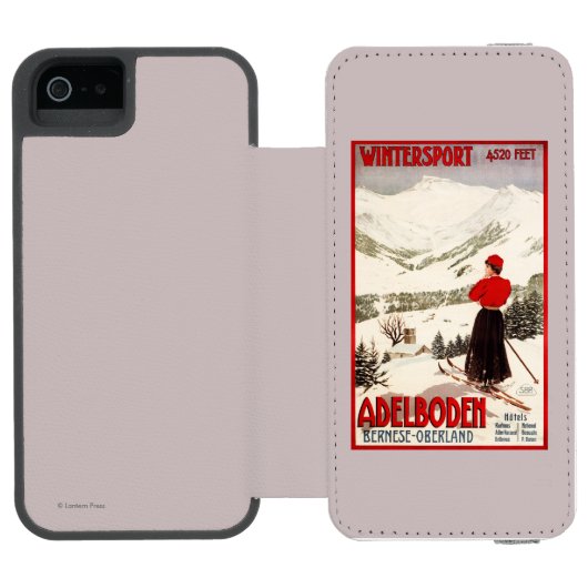 Adelbodenポスターを見落としている女性のスキーヤー Incipio iPhoneウォレットケース (フォリオオープン)