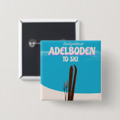 Adelboden スイス スキーの旅行ポスター 缶バッジ (正面&裏面)