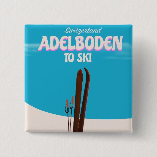 Adelboden スイス スキーの旅行ポスター 缶バッジ (正面)