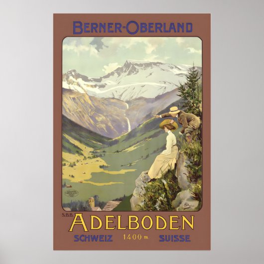 Adelboden Berner Oberland Switzerland Swiss Suisse ポスター (正面)
