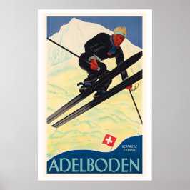 Adelboden Switzerland Vintage Ski Poster ポスター