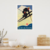 Adelboden Switzerland Vintage Ski Poster ポスター (キッチン)