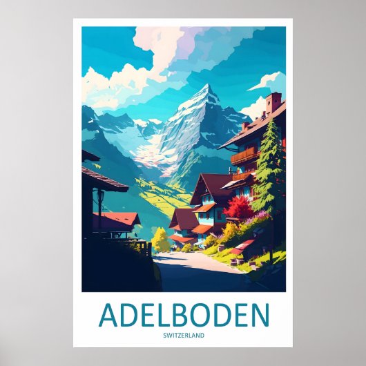 Adelboden Vintage Travel Poster Ski National Park ポスター (正面)