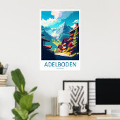 Adelboden Vintage Travel Poster Ski National Park ポスター (ホームオフィス)