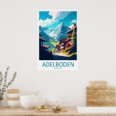 Adelboden Vintage Travel Poster Ski National Park ポスター (キッチン)