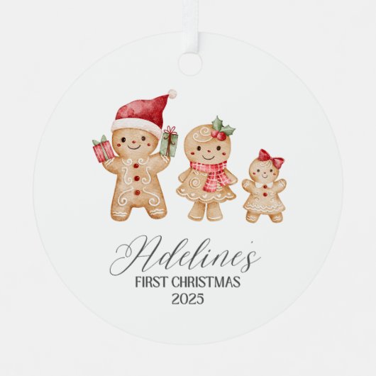 Adelina Personalized Baby's First Christmas メタルオーナメント (正面)