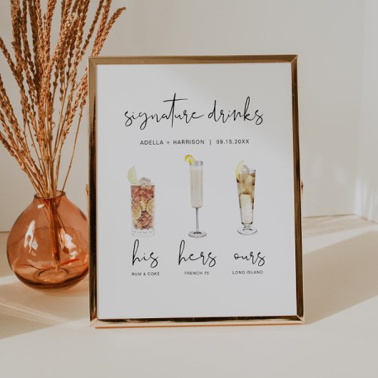 ADELLAウォーミニマルターカラーカクテルシグネチャードリンク ポスター