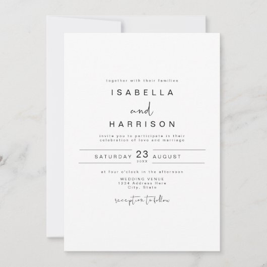 ADELLAクラシックモダンミニマル写真結婚の 招待状 (正面)