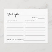 ADELLAミニマモダンリストブライダルシャワーレシピカード エンクロージャーカード (正面)
