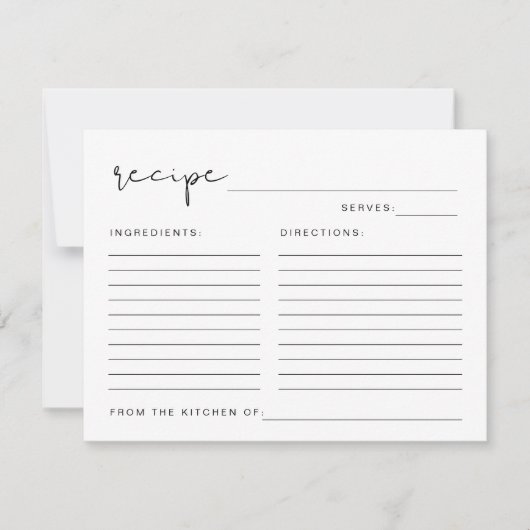 ADELLAミニマモダンリストブライダルシャワーレシピカード 招待状 (正面)