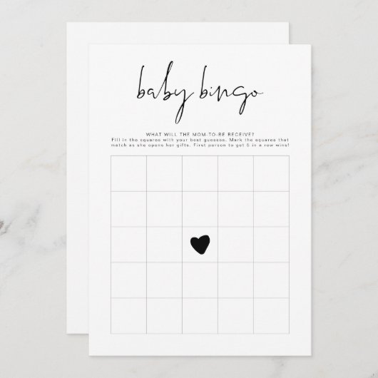 ADELLAミニマモダンリスト赤ちゃんシャワービンゴゲーム 招待状 (正面/裏面)