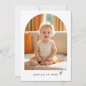 ADELLAミニマモダンリストOne Photo 1st Birthday 招待状 (裏面)