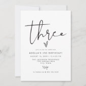 ADELLAミニマモダンリストTwo Photo 3rd Birthday 招待状 (正面)