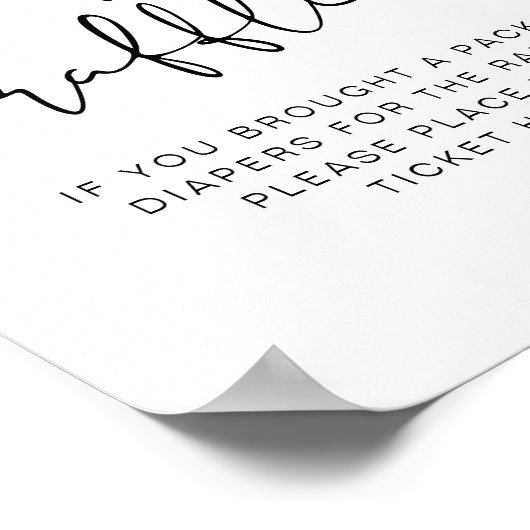 ADELLAミニマリストモダンおむつラッフルゲームサイン ポスター (角)