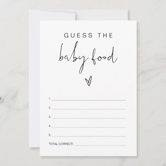 ADELLAミニマリスト推測ベビー食べ物ベビーシャワーゲーム 招待状 (正面)