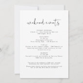 ADELLAモダン誕生日ミニマル週末の日程 招待状 (裏面)