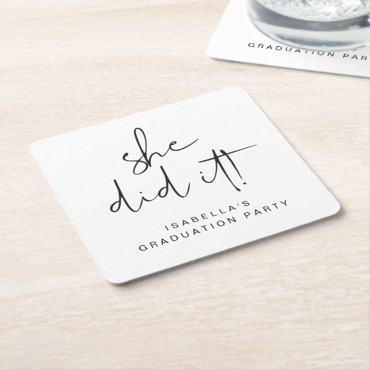 ADELLA彼女モダンはミニマル卒業パーティーをやった スクエアペーパーコースター (アングル)