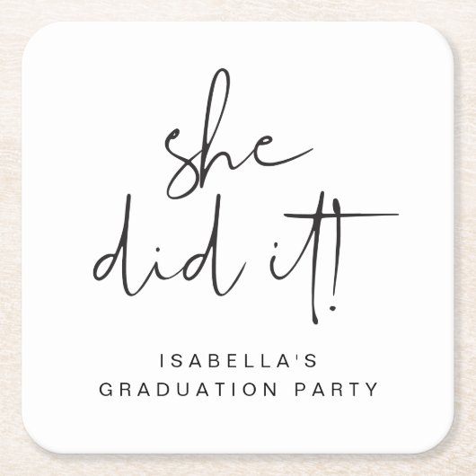 ADELLA彼女モダンはミニマル卒業パーティーをやった スクエアペーパーコースター (正面)