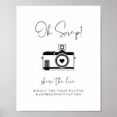 ADELLA ミニマル Oh Snap Photoハッシュタグ結婚のサイン ポスター (正面)