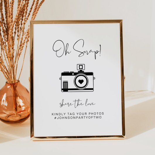 ADELLA ミニマル Oh Snap Photoハッシュタグ結婚のサイン ポスター