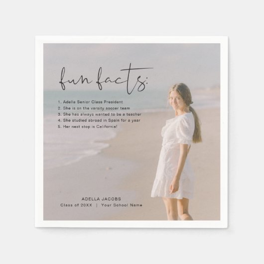 ADELLA モダンミニマルおもしろい・ファクト卒業パーティー スタンダードカクテルナプキン (正面)