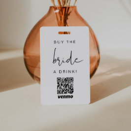 ADELLA モダン Edgy買 The Bride A Drink QR Code バッジ
