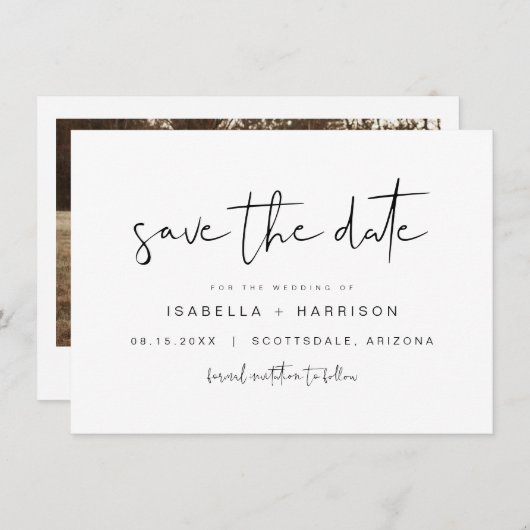 ADELLA Edgyミニマモダンリスト写真Save the Date 招待状 (正面/裏面)