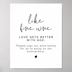 ADELLA Edgy Minimal Wine Wedding Guestbook Sign ポスター