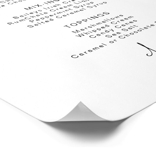 ADELLA Edgy Minimalist Hot Cocoa Bar Menu ポスター (角)